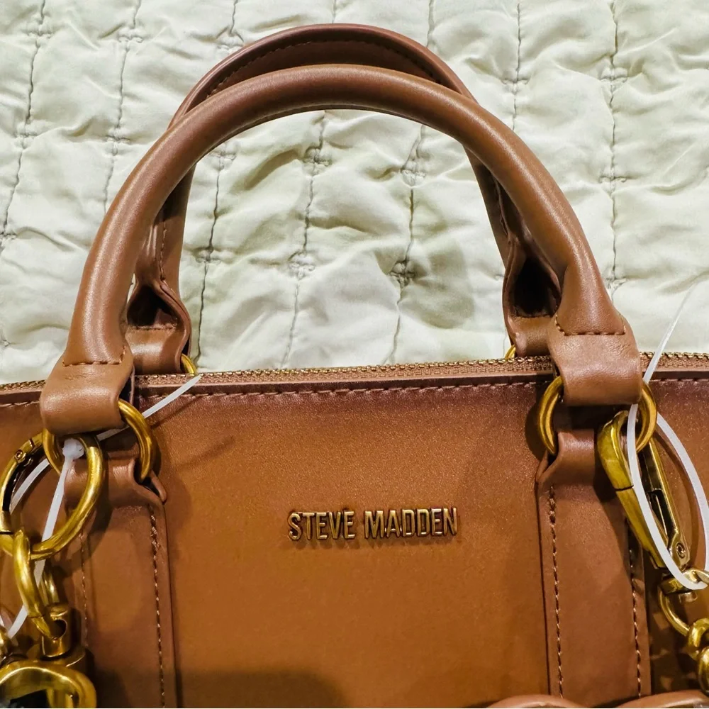 Steve Madden Brown Bthorne Nutshell with Teddy Bear Charms Crossbody Satchel Bag